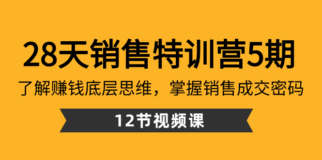 28天·销售特训营5期：了解赚钱底层思维，掌握销售成交密码（12节课）-创客项目库