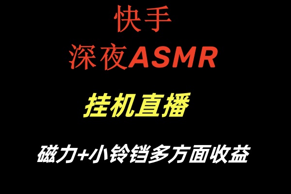 快手深夜ASMR挂机直播磁力+小铃铛多方面收益-创客项目库