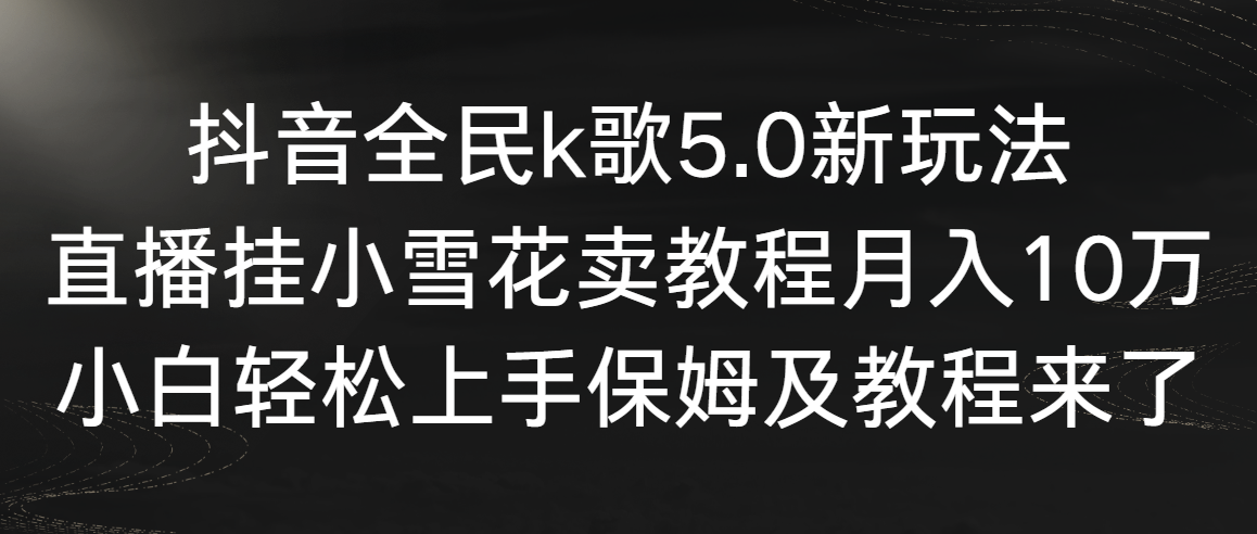 抖音全民k歌5.0新玩法，直播挂小雪花卖教程月入10万，小白轻松上手，保…-创客项目库