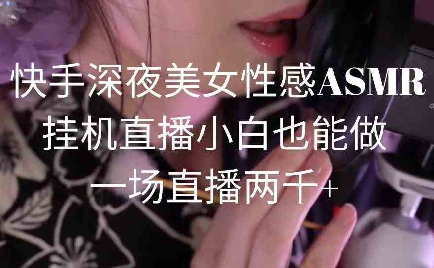 快手深夜美女性感ASMR挂机直播，小白也能做，一场直播两千+-创客项目库