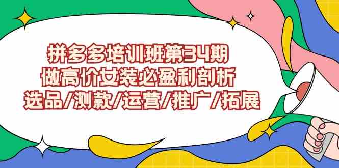 拼多多培训班第34期：做高价女装必盈利剖析  选品/测款/运营/推广/拓展-创客项目库