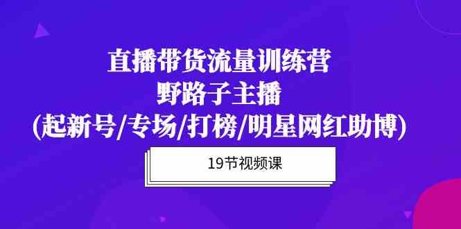 直播带货流量特训营，野路子主播(起新号/专场/打榜/明星网红助博)19节课-创客项目库