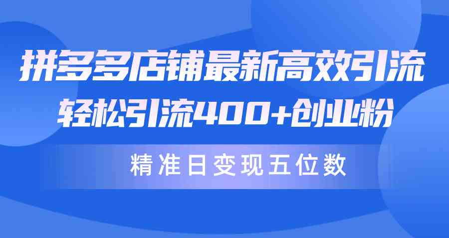 拼多多店铺最新高效引流术，轻松引流400+创业粉，精准日变现五位数！-创客项目库