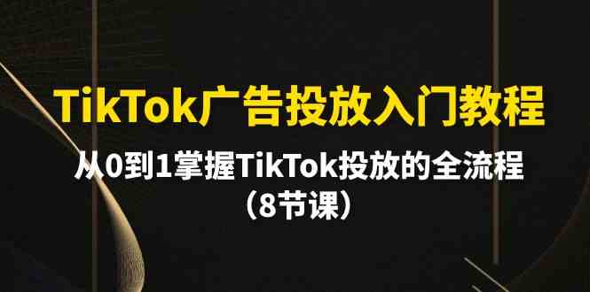 TikTok广告投放入门教程，从0到1掌握TikTok投放的全流程（8节课）-创客项目库