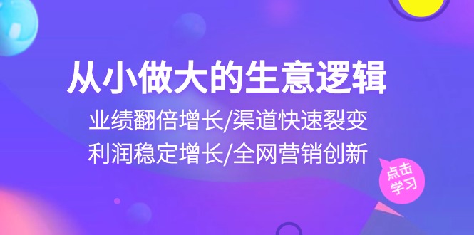 从小做大生意逻辑：业绩翻倍增长/渠道快速裂变/利润稳定增长/全网营销创新-创客项目库