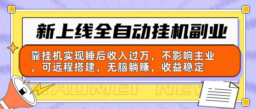 新上线全自动挂机副业：靠挂机实现睡后收入过万，不影响主业可远程搭建…-创客项目库