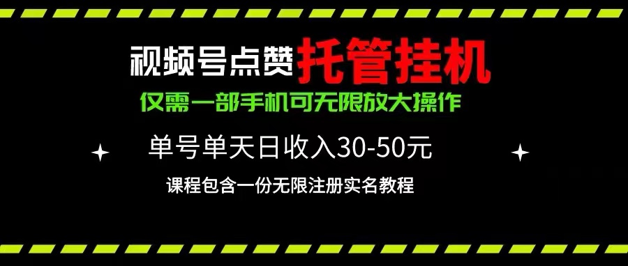 视频号点赞托管挂机，单号单天利润30~50，一部手机无限放大（附带无限…-创客项目库