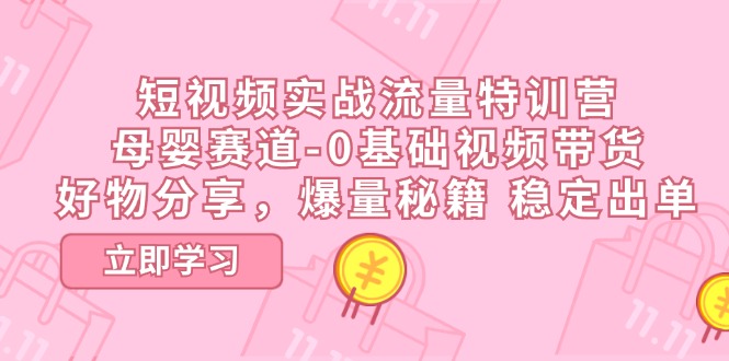 短视频实战流量特训营，母婴赛道-0基础带货，好物分享，爆量秘籍 稳定出单-创客项目库