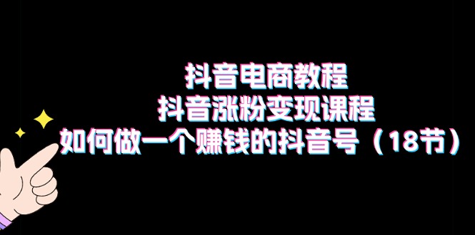 抖音电商教程：抖音涨粉变现课程：如何做一个赚钱的抖音号（18节）-创客项目库