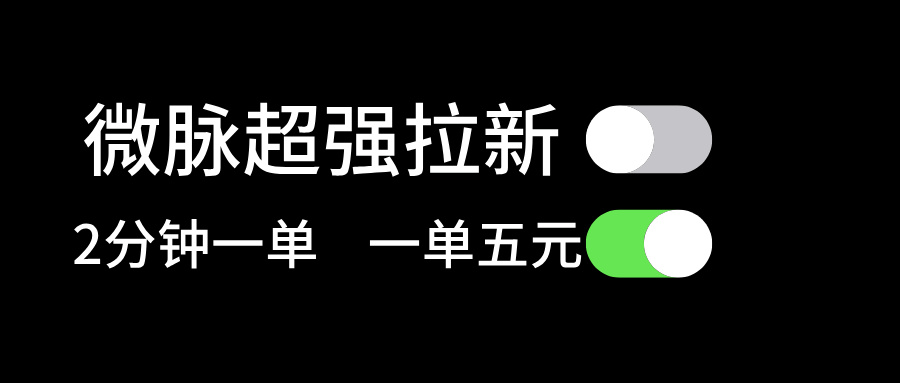 微脉超强拉新， 两分钟1单， 一单利润5块，适合小白-创客项目库