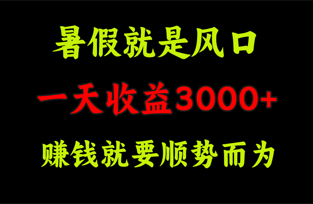 一天收益3000+ 赚钱就是顺势而为，暑假就是风口-创客项目库