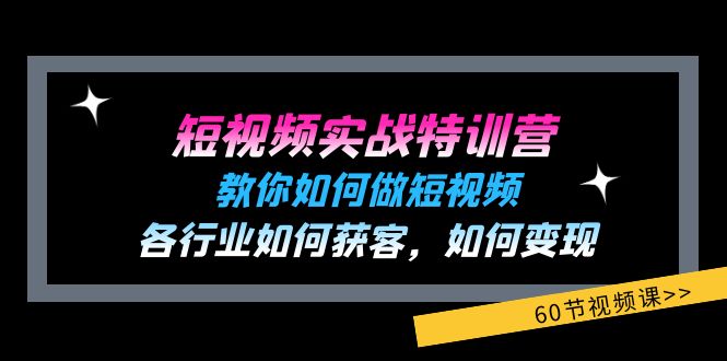 短视频实战特训营：教你如何做短视频，各行业如何获客，如何变现 (60节)-创客项目库