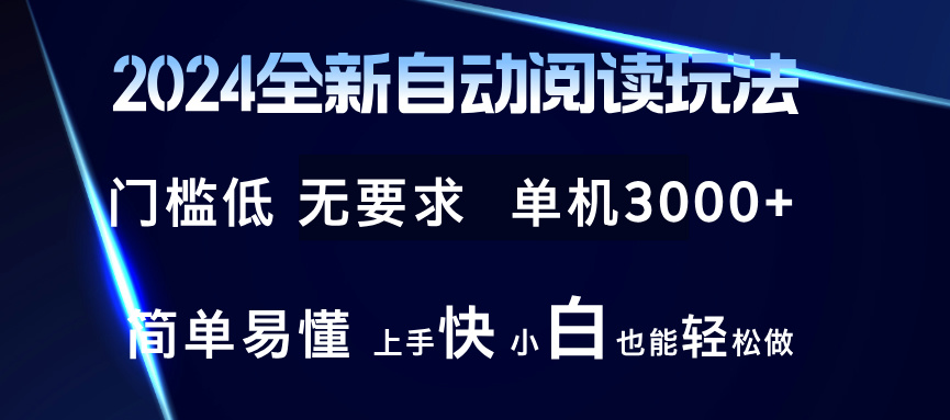 2024全新自动阅读玩法 全新技术 全新玩法 单机3000+ 小白也能玩的转 也…-创客项目库