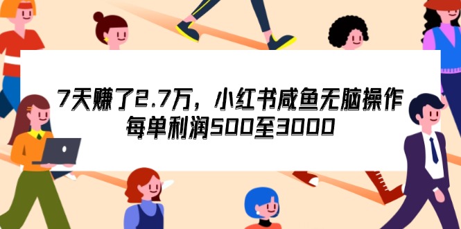 7天收了2.7万，小红书咸鱼无脑操作，每单利润500至3000-创客项目库