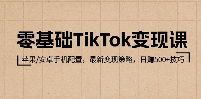 零基础TikTok变现课：苹果/安卓手机配置，最新变现策略，日赚500+技巧-创客项目库