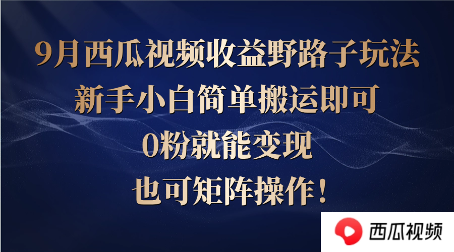 西瓜视频收益野路子玩法，新手小白简单搬运即可，0粉就能变现，也可矩…-创客项目库