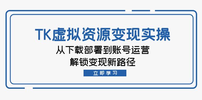 TK虚拟资源变现实操：从下载部署到账号运营，解锁变现新路径-创客项目库