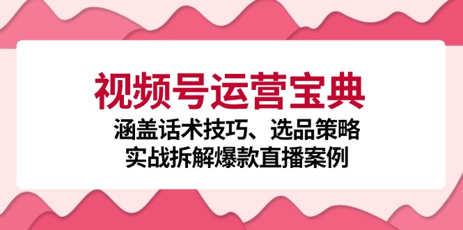 视频号运营宝典：涵盖话术技巧、选品策略、实战拆解爆款直播案例-创客项目库