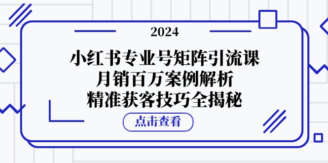 小红书专业号矩阵引流课，月销百万案例解析，精准获客技巧全揭秘-创客项目库