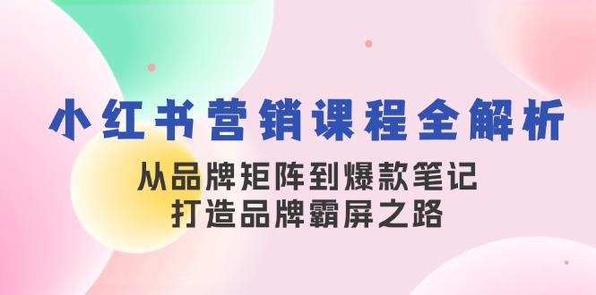 小红书营销课程全解析，从品牌矩阵到爆款笔记，打造品牌霸屏之路-创客项目库