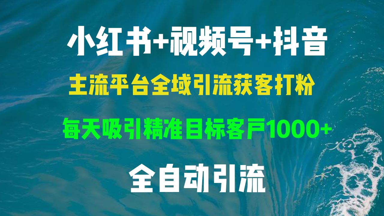 小红书，视频号，抖音主流平台全域引流获客打粉，每天吸引精准目标客户…-创客项目库