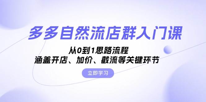 多多自然流店群入门课，从0到1思路流程，涵盖开店、加价、截流等关键环节-创客项目库