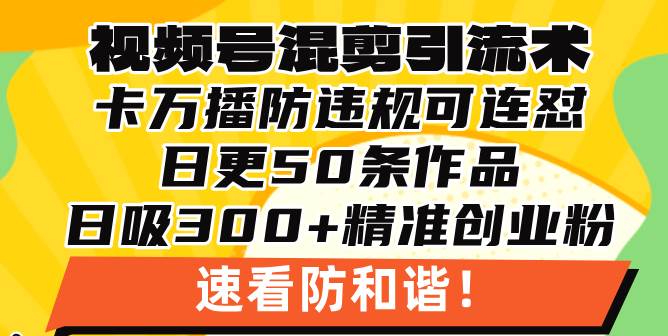 视频号混剪引流技术，500万播放引流17000创业粉，操作简单当天学会-创客项目库