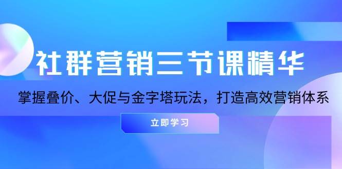 社群营销三节课精华：掌握叠价、大促与金字塔玩法，打造高效营销体系-创客项目库