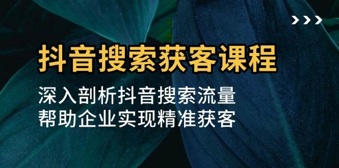 抖音搜索获客课程：深入剖析抖音搜索流量，帮助企业实现精准获客-创客项目库