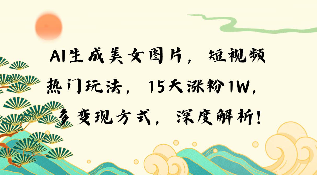 AI生成美女图片，短视频热门玩法，15天涨粉1W，多变现方式，深度解析!-创客项目库