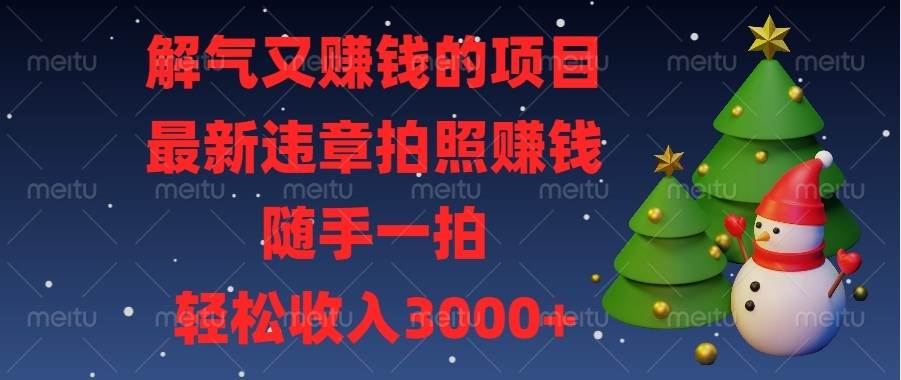 解气又赚钱的项目，最新违章拍照赚钱，随手一拍，轻松收入3000+-创客项目库