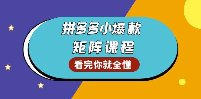 拼多多爆款矩阵课程：教你测出店铺爆款，优化销量，提升GMV，打造爆款群-创客项目库