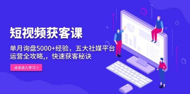 短视频获客课，单月询盘5000+经验，五大社媒平台运营全攻略,，快速获客…-创客项目库